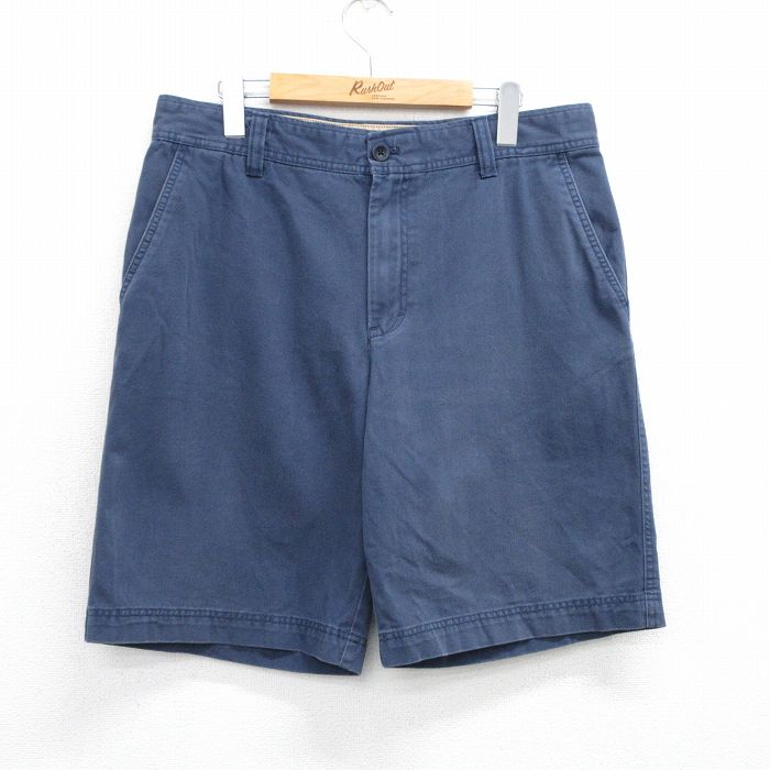 W34★古着 IZOD ショート パンツ ショーツ メンズ コットン 紺 ネイビー 25jul03 中古 ボトムス 短パン ショーパン ハーフ