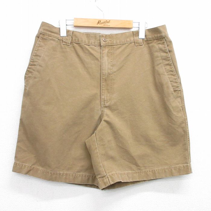 W37★古着 えるえる ショート パンツ ショーツ メンズ 00年代 00s コットン 茶 ブラウン 25jul03 中古 ボトムス 短パン ショーパン ハーフ