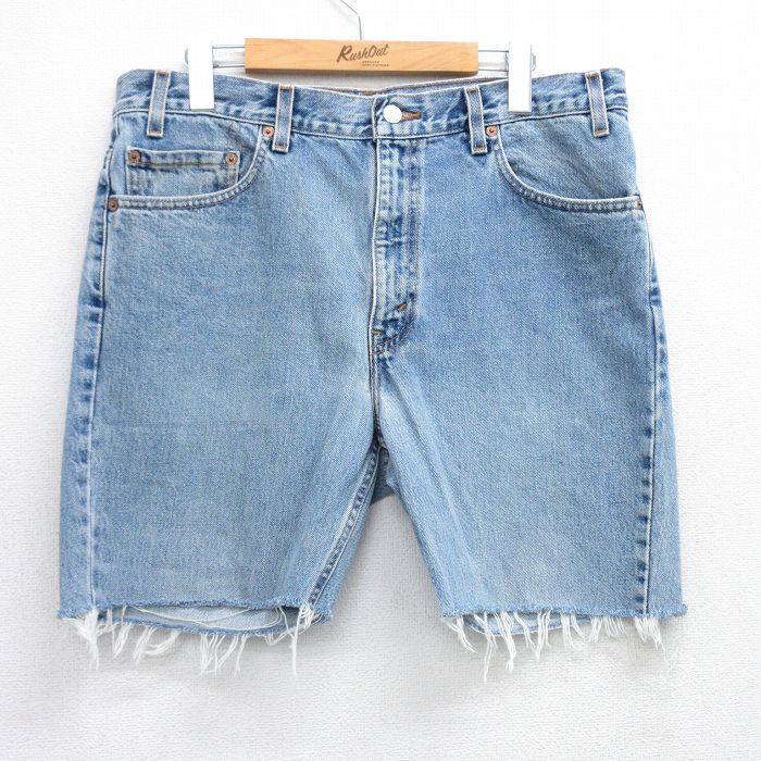 W35★古着 リーバイス Levis 512 ショート パンツ ショーツ メンズ 90年代 90s コットン USA製 紺 ネイビー デニム 【spe】 25jul03 中古 ボトムス 短パン ショーパン ハーフ
