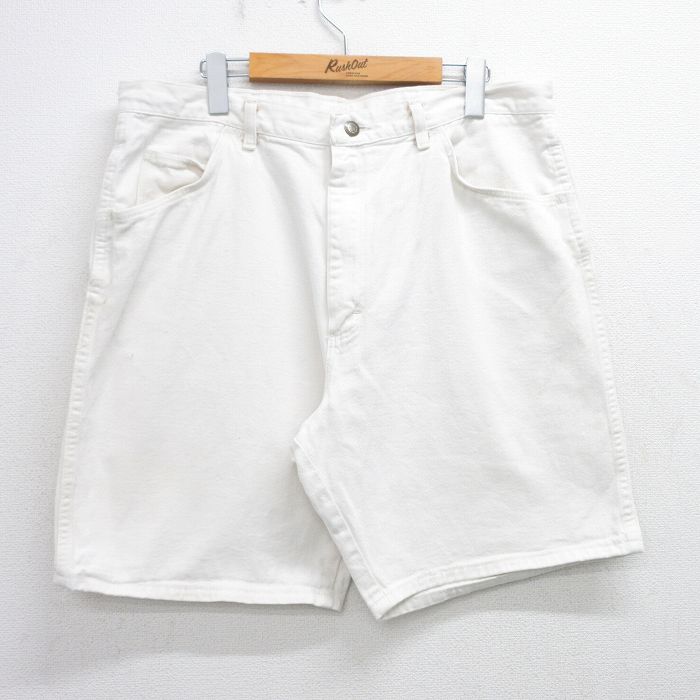 【50%OFF】W36★古着 ラングラー Wrangler ショート パンツ ショーツ メンズ 90年代 90s コットン USA製 白 ホワイト デニム 25jul03 中古 ボトムス 短パン ショーパン ハーフ