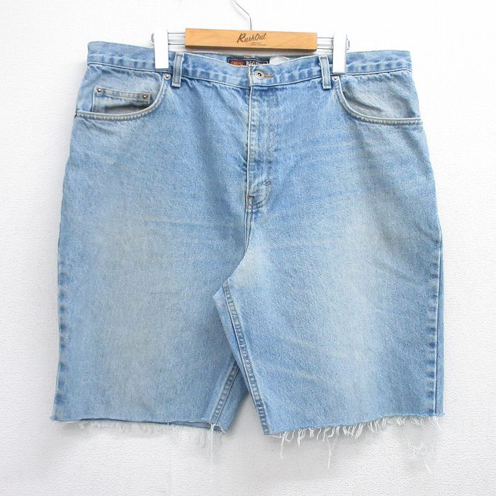 W39★古着 ルート66 ショート パンツ ショーツ メンズ 00年代 00s ヒゲ コットン 紺 ネイビー デニム 25jul03 中古 ボトムス 短パン ショーパン ハーフ