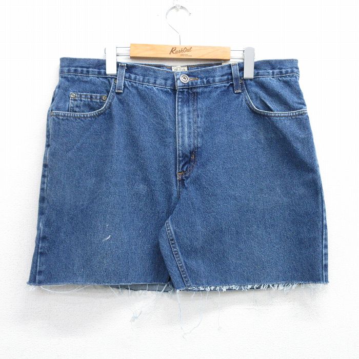 【50%OFF】W38★古着 レッドヘッド ショート パンツ ショーツ メンズ コットン 紺 ネイビー デニム 25jul03 中古 ボトムス 短パン ショーパン ハーフ