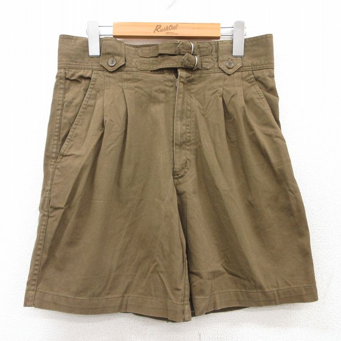 W32★古着 ショート パンツ ショーツ メンズ コットン 茶 ブラウン 25jul03 中古 ボトムス 短パン ショーパン ハーフ