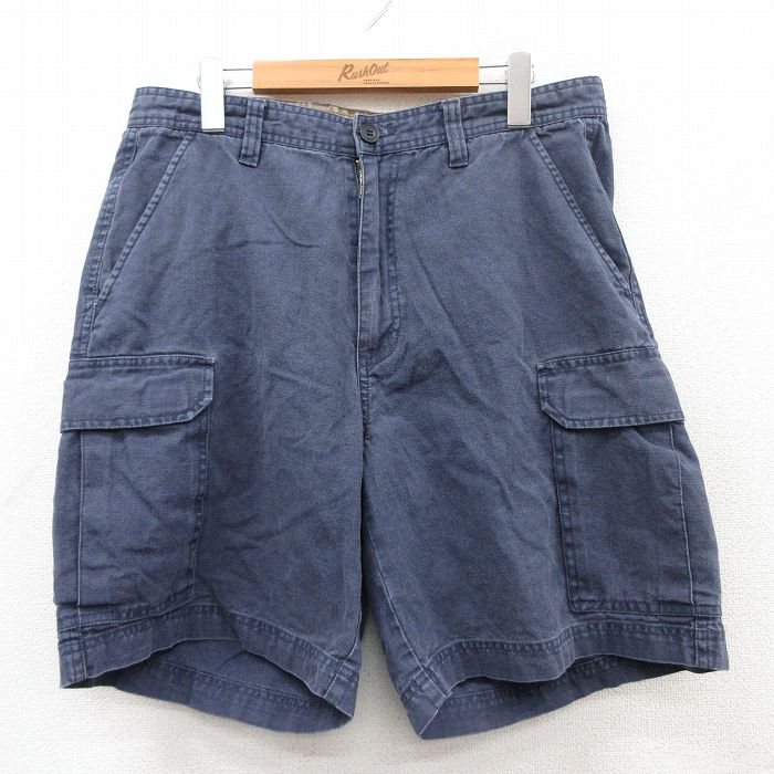 W34★古着 セントジョンズベイ ショート カーゴ パンツ ショーツ メンズ 紺 ネイビー 25jul03 中古 ボトムス 短パン ショーパン