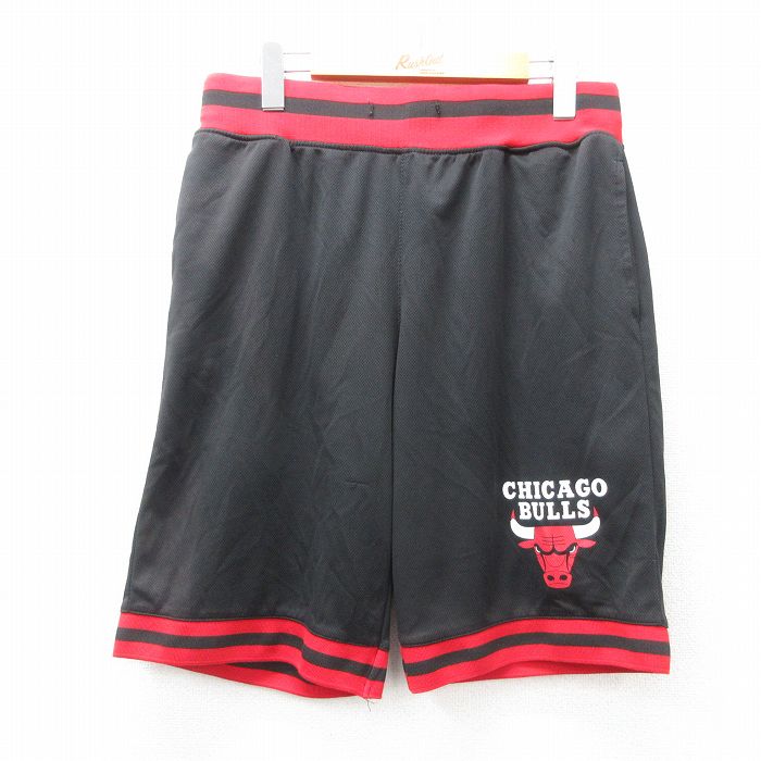 【50%OFF】W36★古着 ショート パンツ ショーツ メンズ NBA シカゴブルズ 黒 ブラック バスケットボール 25jul04 中古 ボトムス 短パン ショーパン ハーフ