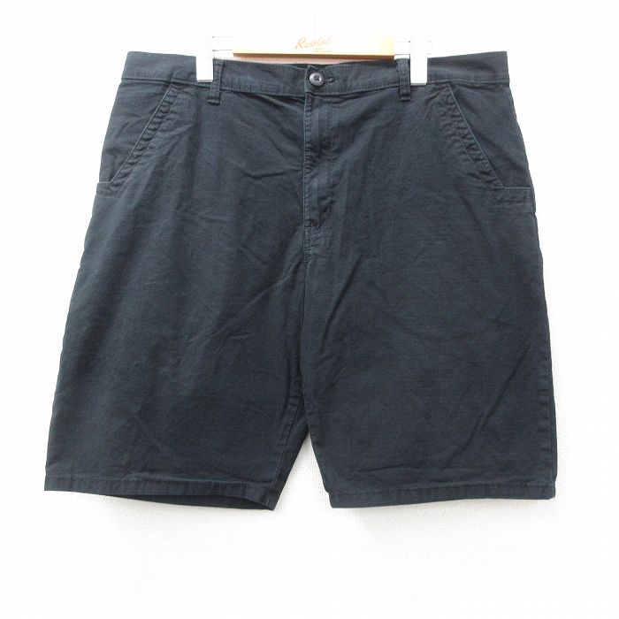 W37★古着 ディッキーズ Dickies ショート パンツ ショーツ メンズ リップストップ コットン 黒 ブラック 25jul04 中古 ボトムス 短パン ショーパン ハーフ