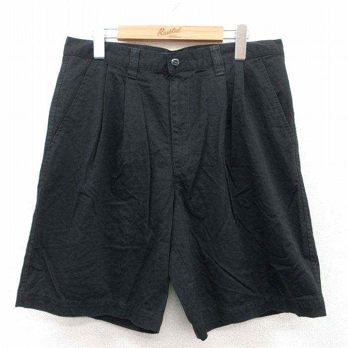 W34★古着 ドッカーズ ショート パンツ ショーツ メンズ コットン 黒 ブラック 25jul04 中古 ボトムス 短パン ショーパン ハーフ