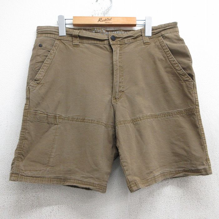 【20%OFF】W36★古着 ラングラー Wrangler ショート パンツ ショーツ メンズ ダック地 茶系 ブラウン 25jul05 中古 ボトムス 短パン ショーパン ハーフ