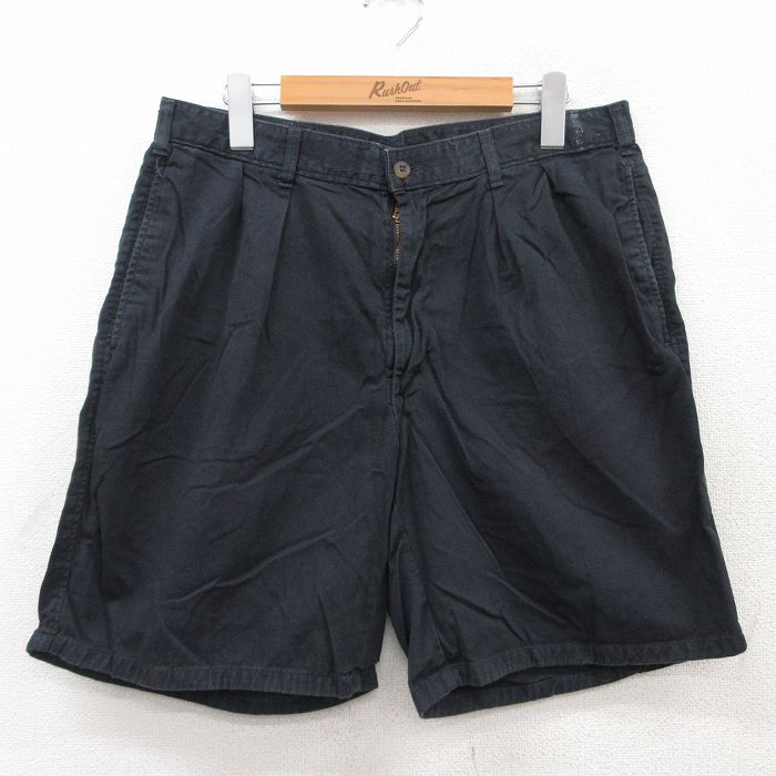 【50%OFF】W31★古着 ショート パンツ ショーツ メンズ 90年代 90s コットン 黒 ブラック 25jul05 中古 ボトムス 短パン ショーパン ハーフ