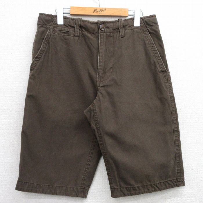 W34★古着 ショート パンツ ショーツ メンズ コットン 茶 ブラウン 25jul05 中古 ボトムス 短パン ショーパン ハーフ