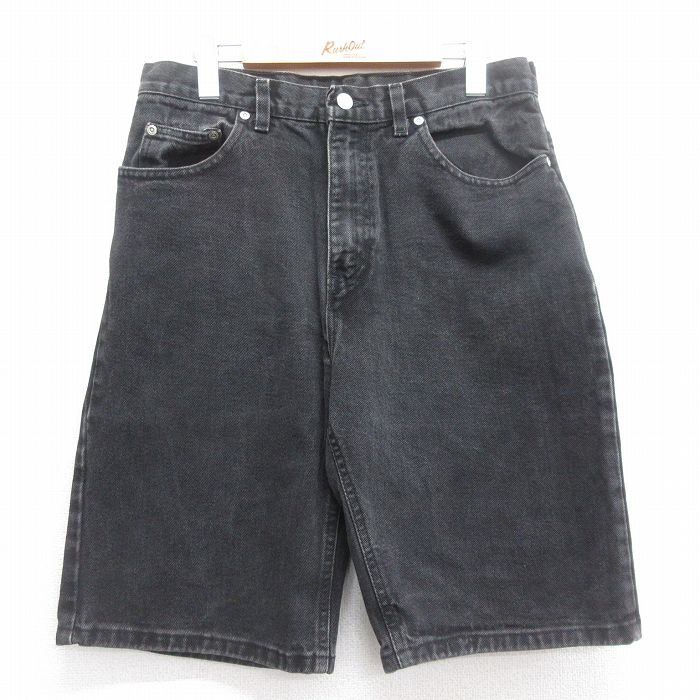 【20%OFF】W32★古着 FADED GLORY ショート パンツ ショーツ メンズ 黒 ブラック デニム 25jul07 中古 ボトムス 短パン ショーパン ハーフ