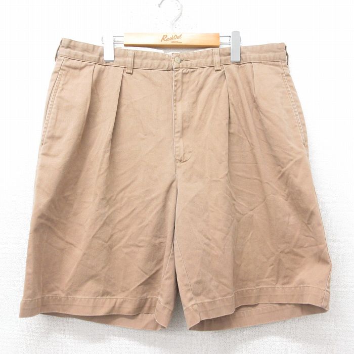 W38★古着 ラルフローレン Ralph Lauren ブランド ショート チノ パンツ チノパン ショーツ メンズ 90年代 90s コットン 茶系 ブラウン 25jul07 中古 ボトムス 短パン ショーパン