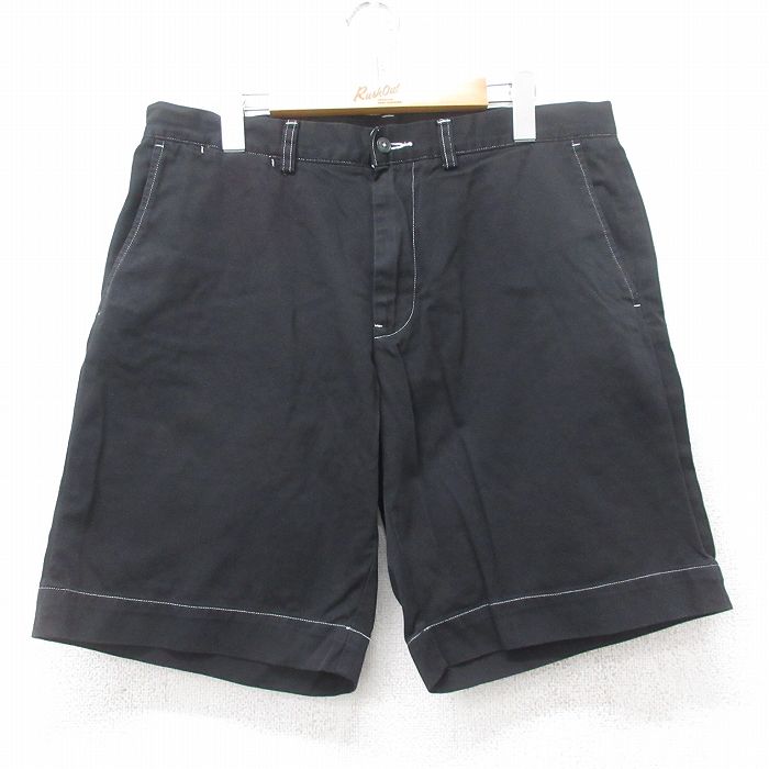 W34★古着 ラルフローレン Ralph Lauren ブランド ショート パンツ ショーツ メンズ コットン 黒 ブラック 25jul07 中古 ボトムス 短パン ショーパン ハーフ