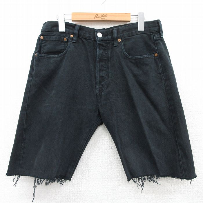 【20%OFF】W32★古着 リーバイス Levis 501 ショート パンツ ショーツ メンズ コットン 黒 ブラック デニム 25jul07 中古 ボトムス 短パン ショーパン ハーフ