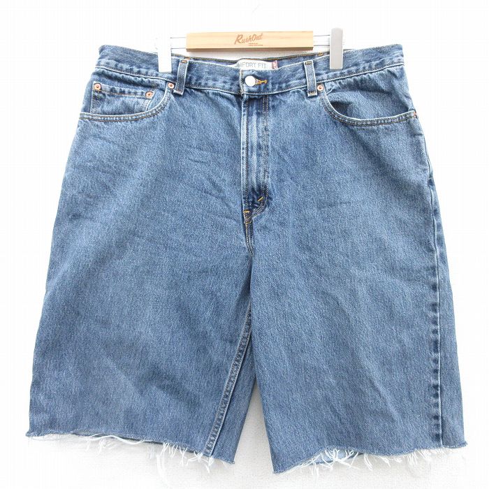 W38★古着 リーバイス Levis 560 ショート パンツ ショーツ メンズ コットン 紺 ネイビー デニム 【spe】 25jul07 中古 ボトムス 短パン ショーパン ハーフ