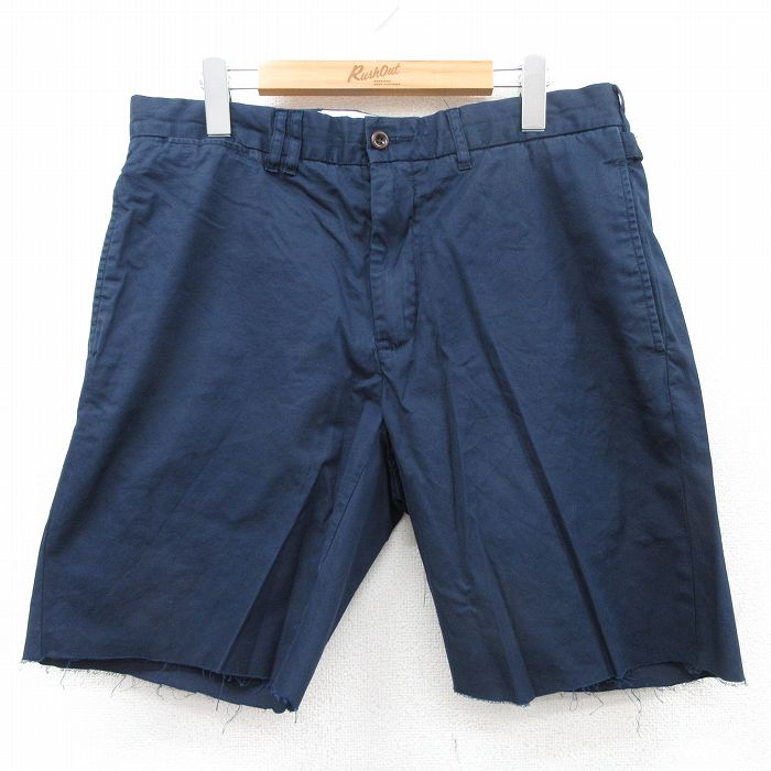 W33★古着 ラルフローレン Ralph Lauren ブランド ショート パンツ ショーツ メンズ 90年代 90s コットン 濃紺 ネイビー 25jul07 中古 ボトムス 短パン ショーパン ハーフ