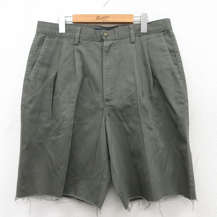 W35★古着 ドッカーズ ショート パンツ ショーツ メンズ 00年代 00s コットン 濃緑 グリーン 25jul07 中古 ボトムス 短パン ショーパン ハーフ