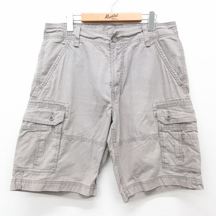 W35★古着 リーバイス Levis ショート カーゴ パンツ ショーツ メンズ コットン グレー系 25jul07 中古 ボトムス 短パン ショーパン