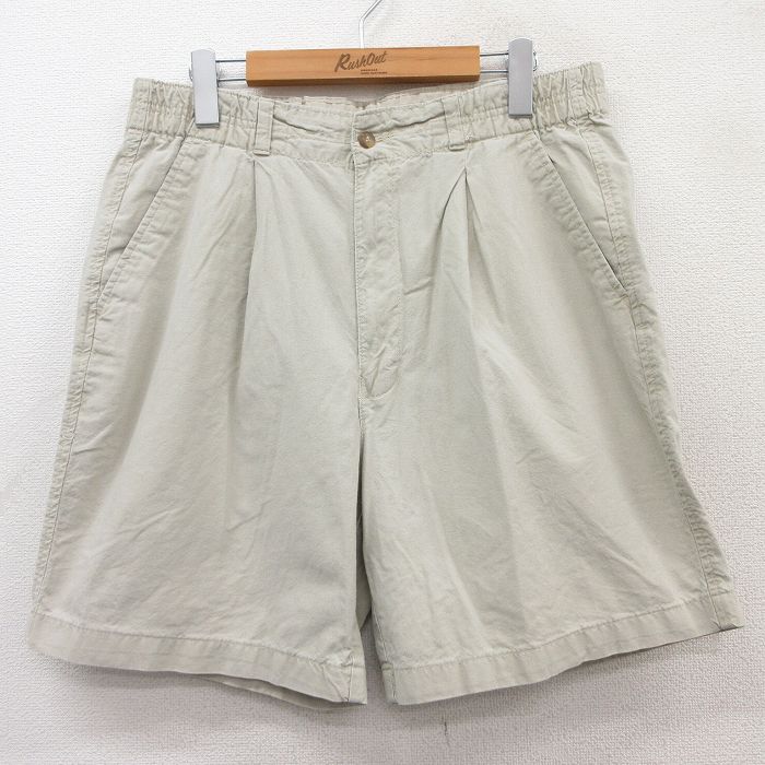 【50%OFF】W33★古着 ショート パンツ ショーツ メンズ 80年代 80s タロン 薄ベージュ カーキ 25jul08 中古 ボトムス 短パン ショーパン ハーフ