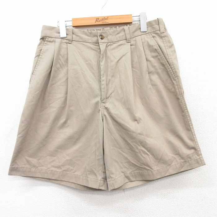 【50%OFF】W34★古着 ショート パンツ ショーツ メンズ ベージュ カーキ 25jul08 中古 ボトムス 短パン ショーパン ハーフ