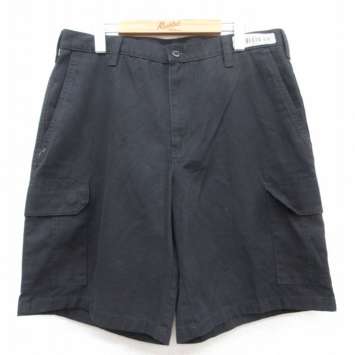 W35★古着 ショート ワーク カーゴ パンツ ショーツ メンズ CiNTAS 黒 ブラック 25jul08 中古 ボトムス 短パン ショーパン