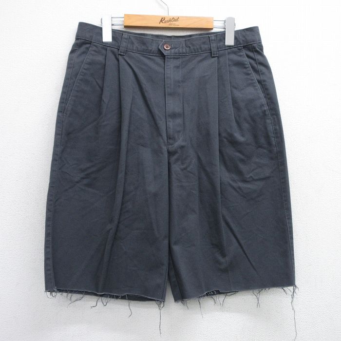 W33★古着 ドッカーズ ショート パンツ ショーツ メンズ コットン 濃グレー 25jul09 中古 ボトムス 短パン ショーパン ハーフ