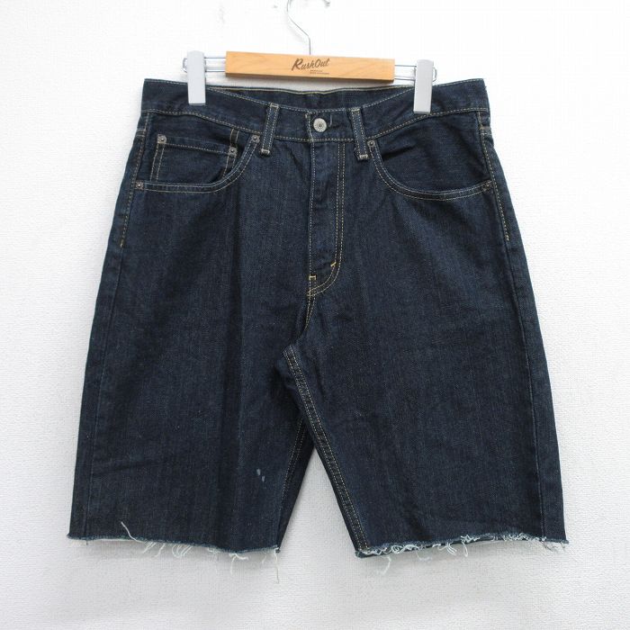 W32★古着 リーバイス Levis 550 ショート パンツ ショーツ メンズ コットン 濃紺 ネイビー デニム 25jul09 中古 ボトムス 短パン ショーパン ハーフ