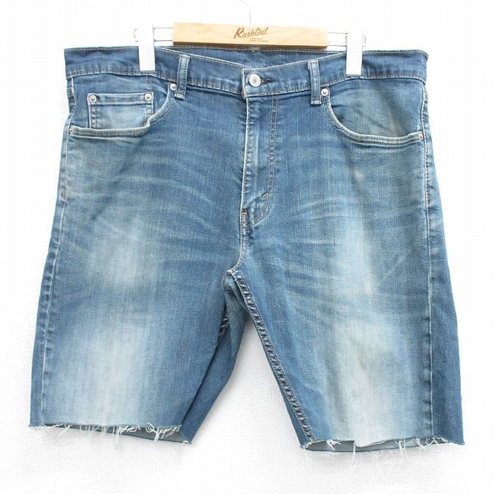 W37★古着 リーバイス Levis 559 ショート パンツ ショーツ メンズ ヒゲ 紺 ネイビー デニム 25jul09 中古 ボトムス 短パン ショーパン ハーフ
