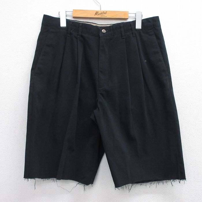 W33★古着 ドッカーズ ショート パンツ ショーツ メンズ コットン 黒 ブラック 25jul09 中古 ボトムス 短パン ショーパン ハーフ