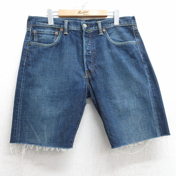 【20%OFF】W33★古着 リーバイス Levis 501 ショート パンツ ショーツ メンズ 紺 ネイビー デニム 25jul09 中古 ボトムス 短パン ショーパン ハーフ