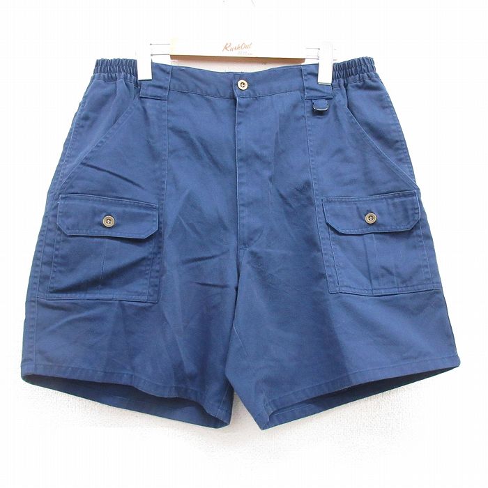 W34★古着 HABAND ショート ブッシュ パンツ ショーツ メンズ 00年代 00s 紺 ネイビー 25jul09 中古 ボトムス 短パン ショーパン