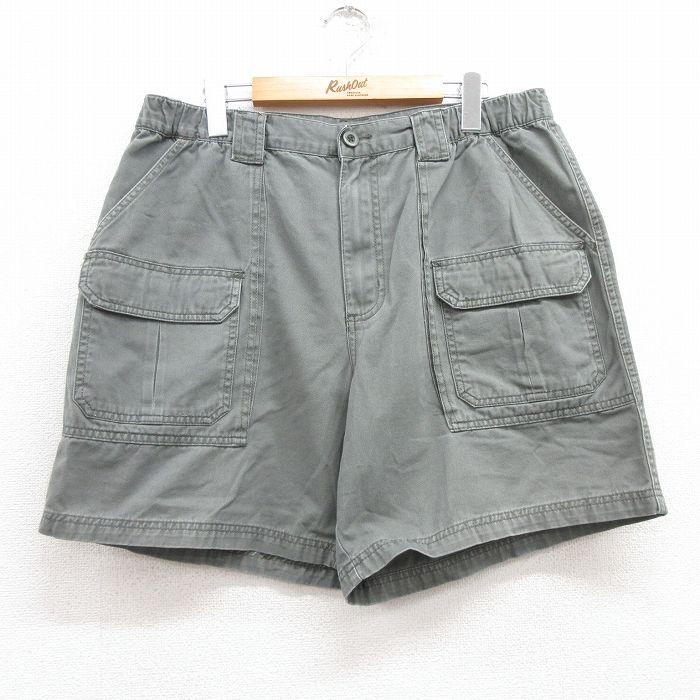 【20%OFF】W34★古着 ショート ブッシュ パンツ ショーツ メンズ コットン タロン 緑系 グリーン 25jul09 中古 ボトムス 短パン ショーパン