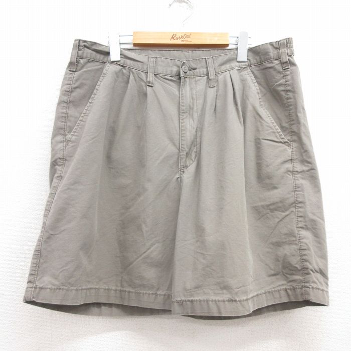 W36★古着 ラングラー Wrangler ショート パンツ ショーツ メンズ コットン グレー 25jul09 中古 ボトムス 短パン ショーパン ハーフ