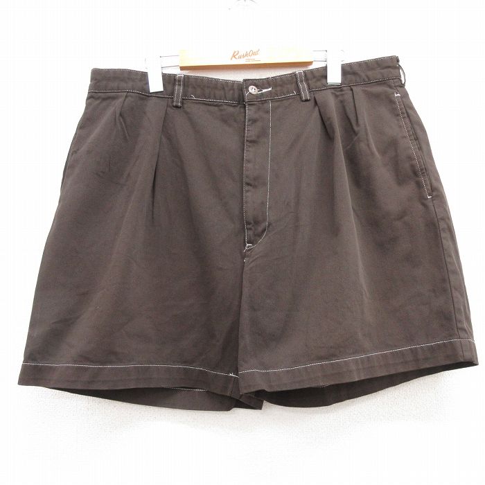 W38★古着 ラルフローレン Ralph Lauren ショート チノ パンツ チノパン ショーツ メンズ コットン 濃茶 ブラウン 25jul09 中古 ボトムス 短パン ショーパン