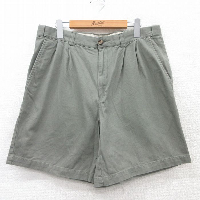 【50%OFF】W35★古着 ショート パンツ ショーツ メンズ コットン 緑系 グリーン 25jul09 中古 ボトムス 短パン ショーパン ハーフ