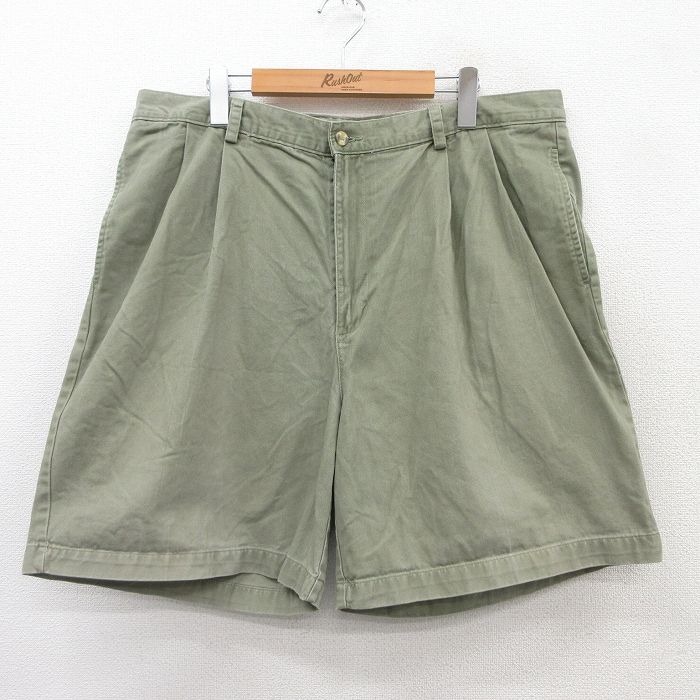 W38★古着 IZOD ショート パンツ ショーツ メンズ 緑系 グリーン 25jul09 中古 ボトムス 短パン ショーパン ハーフ