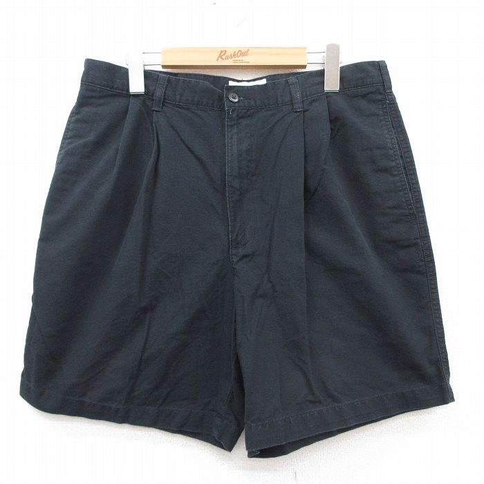 W34★古着 ショート パンツ ショーツ メンズ 00年代 00s コットン 黒 ブラック 25jul09 中古 ボトムス 短パン ショーパン ハーフ