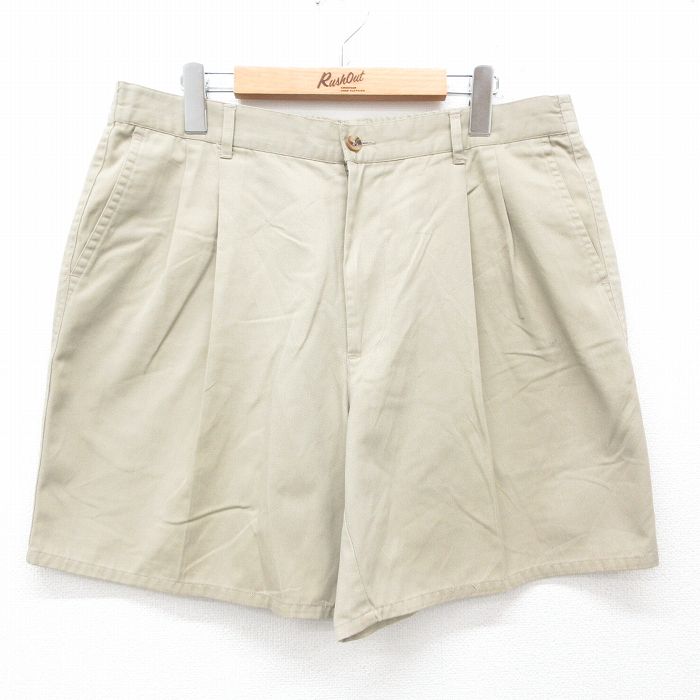 W36★古着 ピューリタン ショート パンツ ショーツ メンズ 00年代 00s ベージュ カーキ 25jul10 中古 ボトムス 短パン ショーパン ハーフ