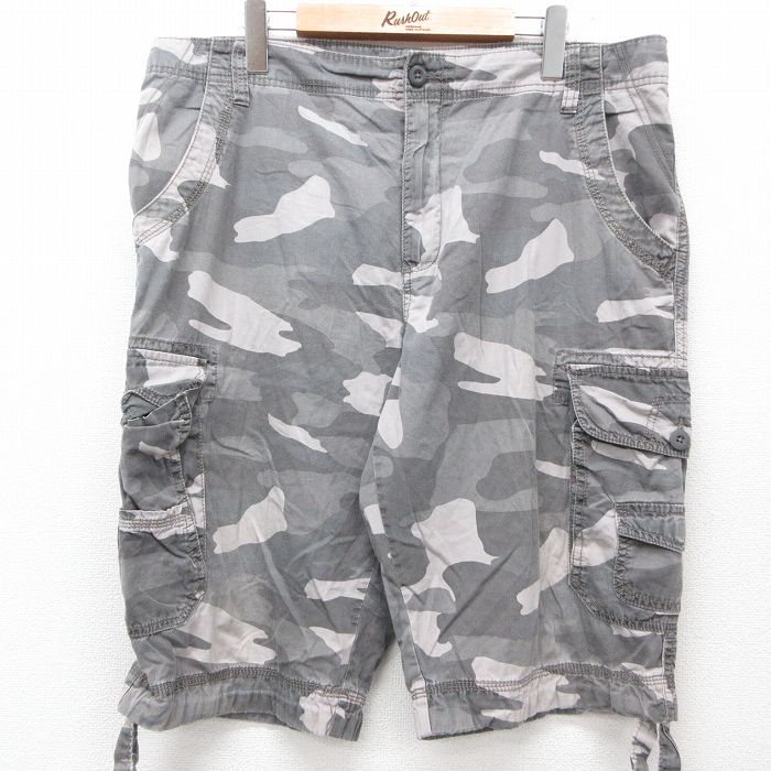 W36★古着 FADED GLORY ショート カーゴ パンツ ショーツ メンズ コットン グレー 迷彩 25jul10 中古 ボトムス 短パン ショーパン