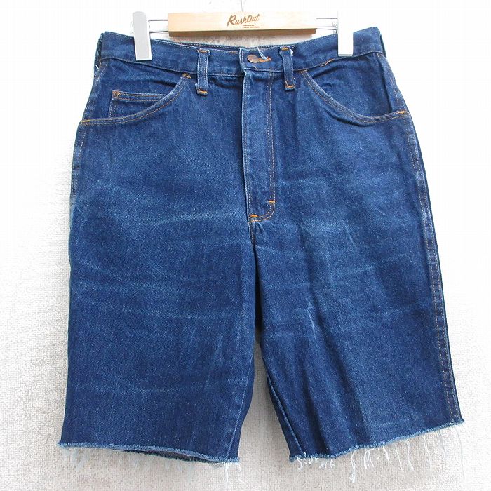 【20%OFF】W32★古着 ショート パンツ ショーツ メンズ 80年代 80s ヒゲ BRANDERS コットン タロン 紺 ネイビー デニム 【spe】 25jul09 中古 ボトムス 短パン ショーパン ハーフ