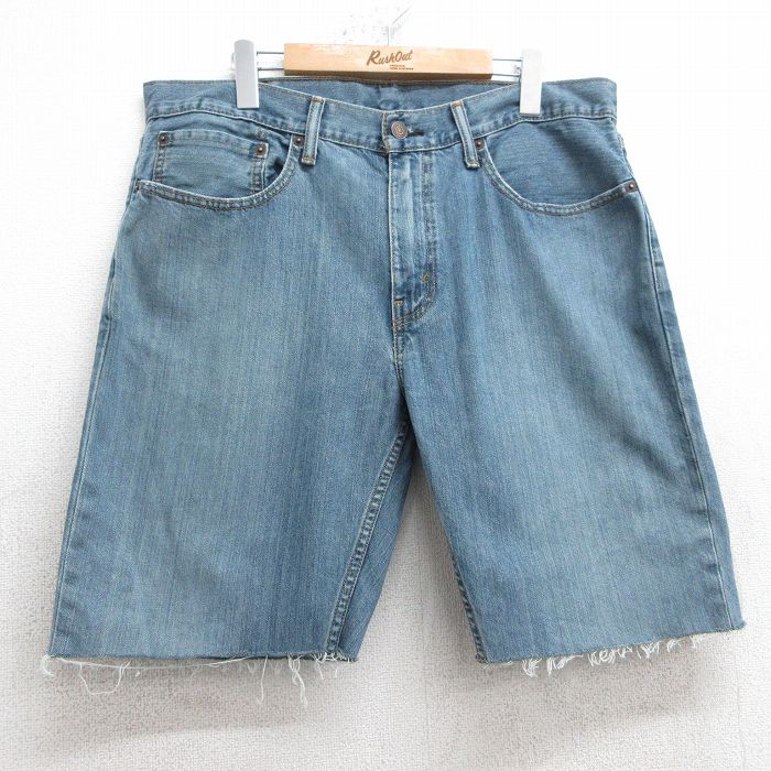 【20%OFF】W35★古着 リーバイス Levis 559 ショート パンツ ショーツ メンズ コットン 紺 ネイビー デニム 25jul09 中古 ボトムス 短パン ショーパン ハーフ