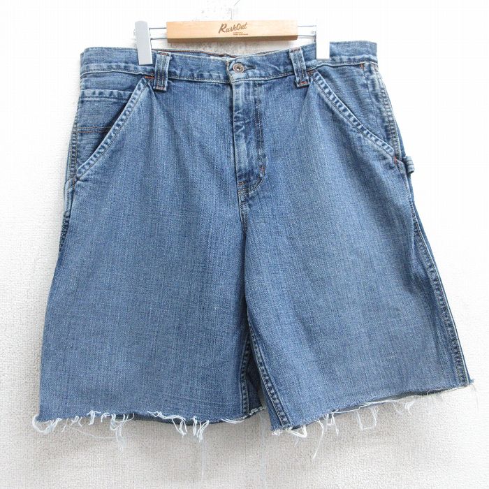 【50%OFF】W35★古着 オールドネイビー OLD NAVY ショート ペインター パンツ ショーツ メンズ コットン 紺 ネイビー デニム 25jul10 中古 ボトムス 短パン ショーパン