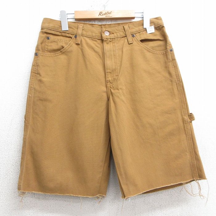 W30★古着 ディッキーズ Dickies ショート ペインター パンツ ショーツ メンズ ダック地 コットン 茶系 ブラウン 25jul10 中古 ボトムス 短パン ショーパン