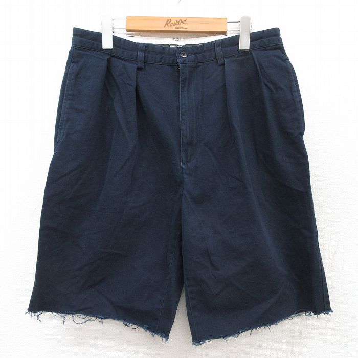 W34★古着 カークランド ショート パンツ ショーツ メンズ 紺 ネイビー 25jul17 中古 ボトムス 短パン ショーパン ハーフ