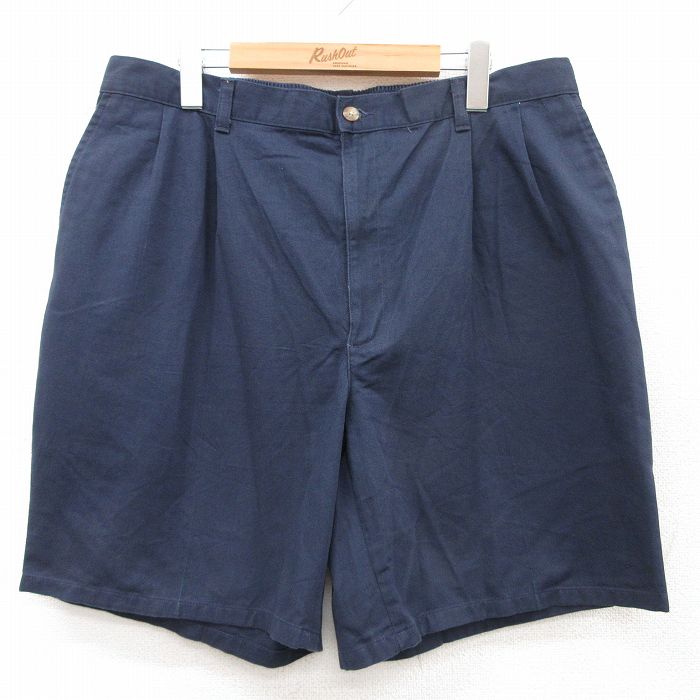 W40★古着 ショート パンツ ショーツ メンズ 大きいサイズ 紺 ネイビー 25jul17 中古 ボトムス 短パン ショーパン ハーフ