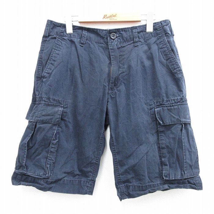 W32★古着 ギャップ GAP ショート カーゴ パンツ ショーツ メンズ コットン 紺 ネイビー 25jul17 中古 ボトムス 短パン ショーパン
