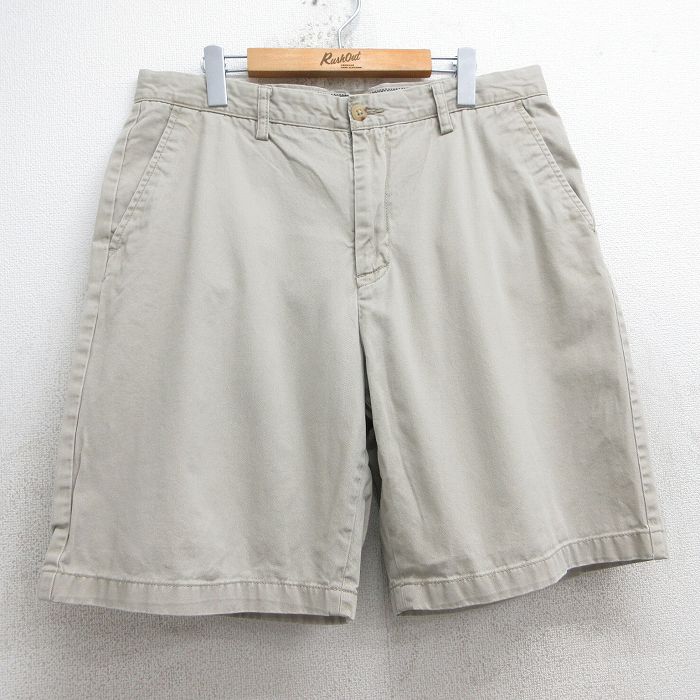 【50%OFF】W36★古着 ノーティカ NAUTICA ブランド ショート チノ パンツ ショーツ チノパン メンズ コットン ベージュ カーキ 25jul17 中古 ボトムス 短パン ショーパン