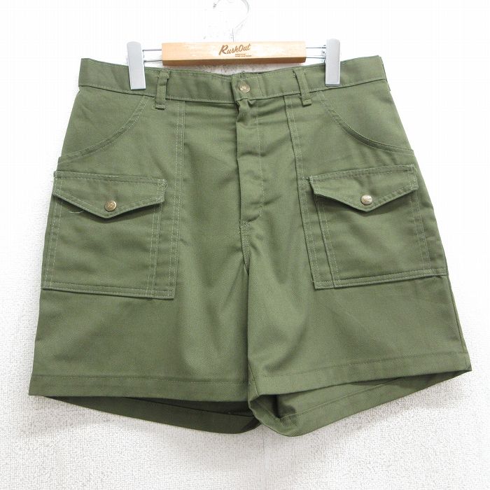 W34★古着 ショート ボーイスカウト ブッシュ パンツ ショーツ メンズ 濃緑 グリーン 25jul17 中古 ボトムス 短パン ショーパン