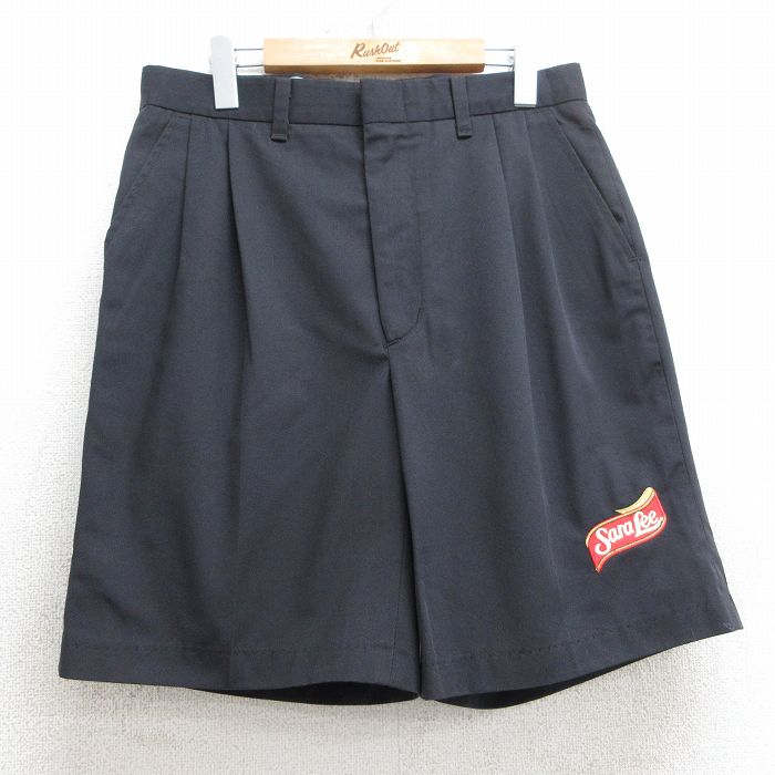 W32★古着 ショート パンツ ショーツ メンズ 90年代 90s サラリー USA製 黒 ブラック 【spe】 25jul17 中古 ボトムス 短パン ショーパン ハーフ