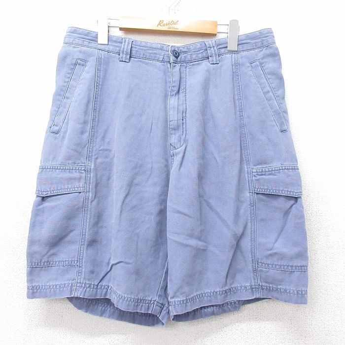 【50%OFF】W35★古着 トミーバハマ ショート カーゴ パンツ ショーツ メンズ 薄紺系 ネイビー 25jul17 中古 ボトムス 短パン ショーパン